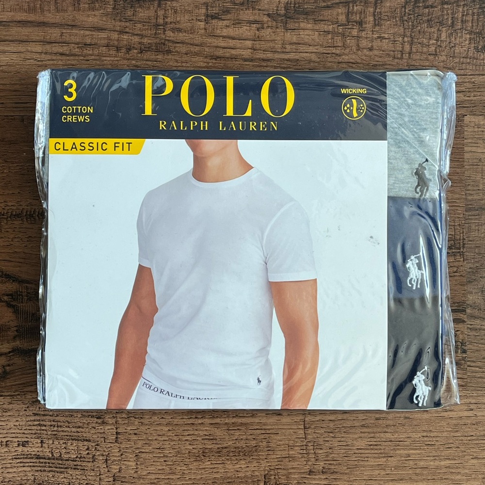 Polo Ralph Lauren 3 Pack Classic Fit Crew Neck Shirts ‘Gray Blue’ (size mens M)